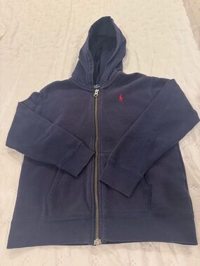 Polo by Ralph Lauren Boy’s Navy Zip-Up Hoodie with Red Pony